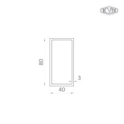 Jokel 80x40x3mm, materiál EN AW-6060 T66, prírodný hliník bez povrchovej úpravy, cena za meter Jokel 80x40x3mm, materiál EN AW-6060 T66, prírodný hliník bez povrchovej úpravy, cena za meter